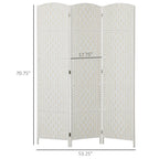 HOMCOM Room Divider, 3 Panel Folding Privacy Screen, 6FT Tall Portable Wicker Weave Partition Wall Divider for Bedroom, Home Office, White