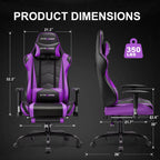 GTRACING Gaming Chair, Ergonomic Office Desk Chair with Lumbar Support, PU Leather, Footrest & Adjustable Headrest, Red