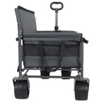 3-in-1 Collapsible Wagon Cart with Bench Seat, 500lbs Convertible Heavy Duty Utility Wagon with Flexible Handle, All-Terrain Folding Grocery Cart with Wheels for Shopping, Camping, Orange