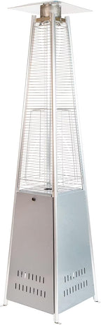 Segmart 48,000 BTU Pyramid Patio Heater, Tall Standing Outdoor Propane Heater with Wheels & Tip-Over Safety Protection, Visible Flame Glass Tube for Backyard, Garden, Commercial Use - Gray