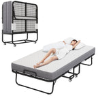 Full Size Folded Bed with Mattress, 75" x 54" Folding Bed, Twin Bed, Rollaway Bed Guest Bed for Adults with Sturdy Frame