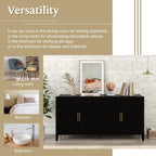 Black Accent Cabinet, Atumon Storage Cabinet Furniture, Modern Buffet Sideboard, Wooden Accent Cabinet with 3 Doors, Accent Storage Cabinet for Entryway Hallway Living Room, 48"L x 17.7"W x 31.9"H