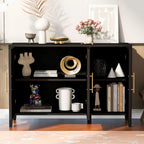 Black Accent Cabinet, Atumon Storage Cabinet Furniture, Modern Buffet Sideboard, Wooden Accent Cabinet with 3 Doors, Accent Storage Cabinet for Entryway Hallway Living Room, 48"L x 17.7"W x 31.9"H