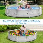 Infans Round Above Ground Swimming Pool Patio Frame Pool W/ Pool Cover Iron Frame Blue