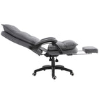 Office Chair Vinsetto 360�� Swivel Executive Home Office Chair Adjustable Height Linen Style Fabric Recliner with Retractable Footrest and Double Padding, Grey,Ergonomic Office Chair