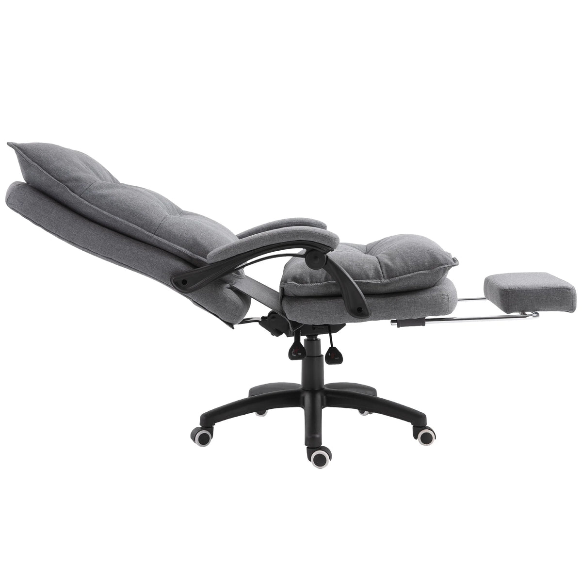 Office Chair Vinsetto 360�� Swivel Executive Home Office Chair Adjustable Height Linen Style Fabric Recliner with Retractable Footrest and Double Padding, Grey,Ergonomic Office Chair