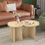 Round Coffee Table, Nesting Coffee Tables Set of 2, Circular Coffee Table