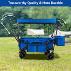 VECUKTY Collapsible Garden Wagon Cart with Removable Canopy Black