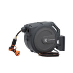 Giraffe Tools Retractable Garden Hose Reel with 1/2in-100ft Water Hose, Plastic Bracket, Wall Mounted, Dark Grey