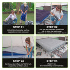 FUNDANGO 2 Person Folding Camping Cots with Air Mattress and Pump Comb, Double Portable  Inflatable  Camp Bed with Side Table, Support 529lbs Camping Bed Queen Size for Adults