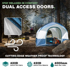 NEH Universal SUV Camping Tent - Up to 8-Person Sleeping Capacity, Includes Rainfly and Storage Bag - Car Tent, Tailgate Tent, Glamping Tent - 8'W x 8'L x 7.2'H Gray and Blue
