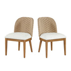 My Texas House Saylor Farmhouse Dining Chair Set, Natural Wood, Set of 2