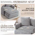 Muumblus Oversized Lounge Chair with Ottoman, Cloud Accent Armchair for Living Room, Beige Chenille