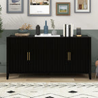Black Accent Cabinet, Atumon Storage Cabinet Furniture, Modern Buffet Sideboard, Wooden Accent Cabinet with 3 Doors, Accent Storage Cabinet for Entryway Hallway Living Room, 48"L x 17.7"W x 31.9"H