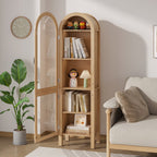 Fiogmub Tall Arched Storage Display Cabinet, Arched Pantry Cabinet with Doors, Acrylic Glass Doors