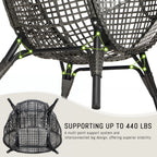 RADIATA 440 lbs Outdoor Egg Chair with Foot Rest & Ottoman, Wicker Patio Egg Chair for Indoor or Garden,Beige