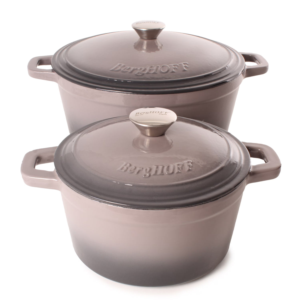 BergHOFF Neo 4Pc Cast Iron Set: 3qt. Covered Dutch Oven & 7qt. Covered Stockpot, Blue