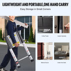 VEVOR Telescoping Ladder, 16.4FT Aluminum Lightweight Extension Ladder, Multi-button Retraction Collapsible Ladder, 375 LBS Capacity with Non-slip Feet, Portable Compact Ladders for Home, RV, Loft