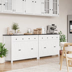 Homfa 55.1'' W Farmhouse Storage Cabinet, 4-Doors 2-Drawers Wood Sideboard with Adjustable Shelves for Kitchen Dining Room, White