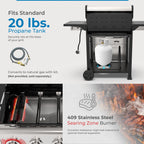 Kenmore BBQ Propane Gas Grill - 5 Burners with Side Burner & Searing Zone, 644 Sq. In. Stainless Steel Grill, 66,000 BTU, Ideal for Outdoor Cooking, Patio & Backyard, Black