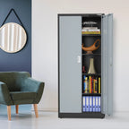 WORKPRO Metal Garage Storage Cabinet with Locking Doors and Adjustable Shelves,71 inches Tall Storage Cabinet for Tools, Office, Home, Shops (Black), Solid Packed