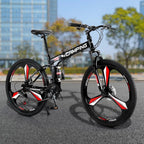 Zimtown 26" Folding Mountain Bike, Shimano 21 Speed MTB Bicycle for Adults, Black