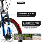 Clearance! Saver100 24 Inch Mountain Bike Boys Girls, Steel Frame, Shimano 21 Speed Mountain Bicycle with Daul Disc Brakes and Front Suspension MTB