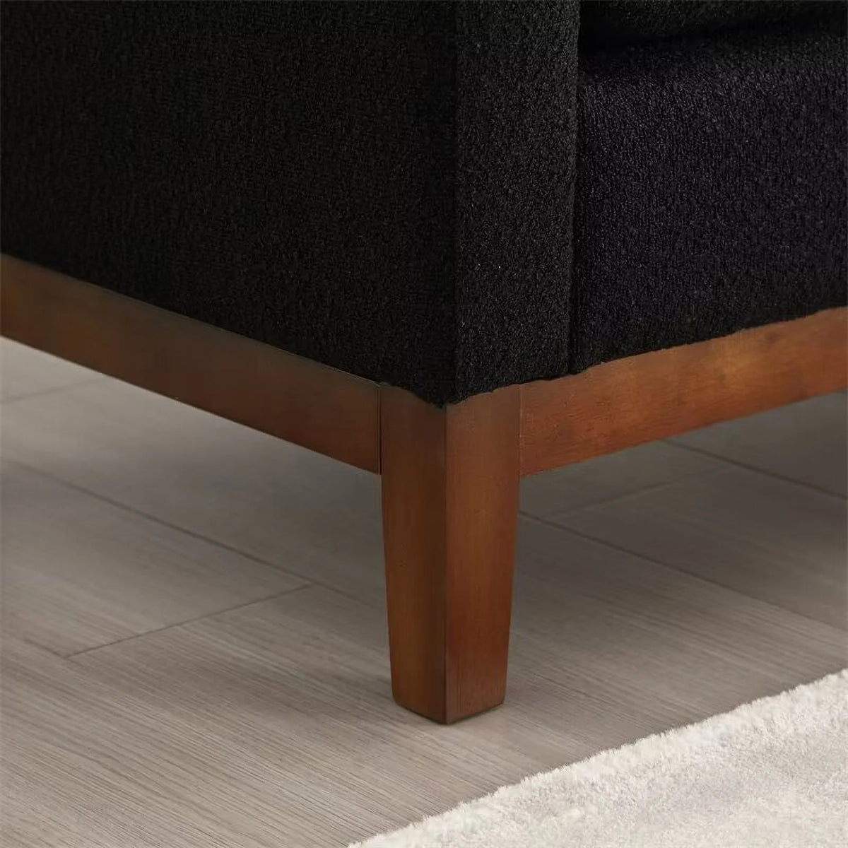 End of Bed Bench, 53.5" Boucle Fabric Upholstered Entryway Bench with Wood Legs & Bolster Pillows, Rolled Arm Cushioned Ottoman Foot Rest Long Stool Window Extra Seating for Bedroom, Ivory