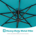 Costway 10 FT Solar Offset Hanging Umbrella Patio Cantilever Umbrella with 32 LED Lights Brown