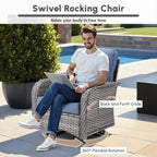 Ovios 5 Pieces Outdoor Patio Furniture Set High Back All Weather Wicker Conversation Set with Swivel Chairs & Coffee Table, Dark Gray