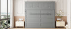 Newest Queen Size Murphy Bed Wall Bed with Top Cabinets,Gray