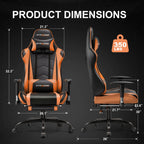 GTRACING Gaming Chair, Ergonomic Office Desk Chair with Lumbar Support, PU Leather, Footrest & Adjustable Headrest, Red