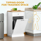 HOMCOM Kitchen Tilt Out Trash Bin Cabinet, Free Standing Recycling Cabinet