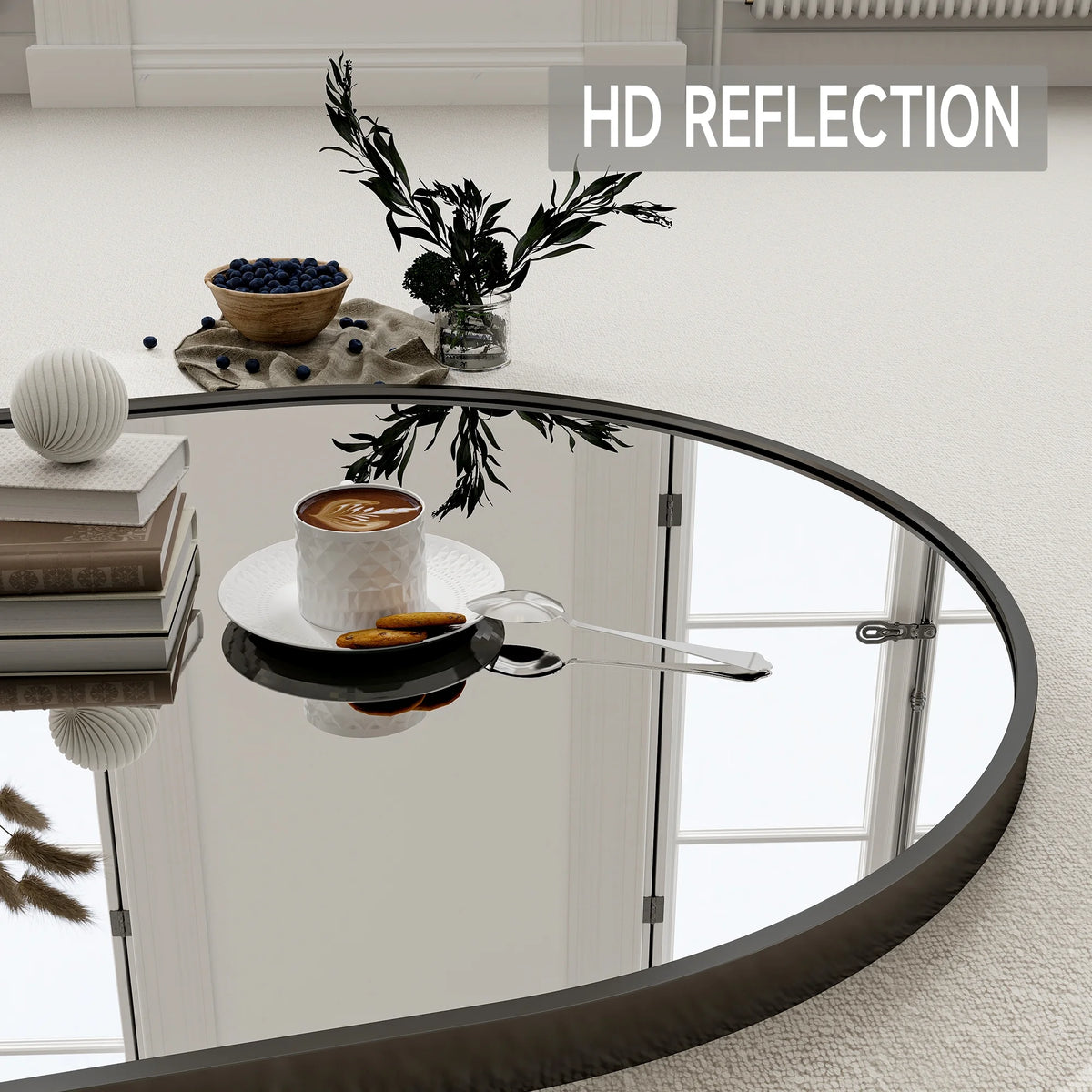Anyrose 24"x65" Full Length Mirror with Arch-Top Standing Mirror Wall Mounted, Black