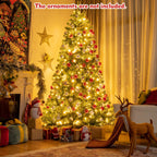 Costway 7ft Pre-lit Hinged Christmas Tree w/ Remote Control & 9 Lighting Modes