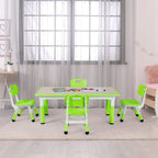LAZY BUDDY Kids Table and 4 Chairs Set, Height Adjustable Toddler Desk with Graffiti Desktop, Kids Activity Table Set for Daycare, Home