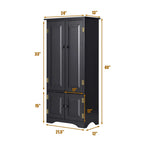 Costway Accent Storage Cabinet Adjustable Shelves Antique 2 Door Floor Cabinet Cream White