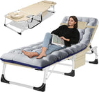 Slsy Folding Lounge Chair, 5-Position Adjustable Outdoor Reclining Chair, Folding Sleeping Bed Cot, Folding Chaise Lounge Chair for Pool Beach Patio Sunbathing