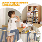 JOZ Kitchen Toddlers Step Stool, Montessori Kids Learning Stool, Foldable Toddler Tower for Counter, Standing Helper for Children, 3 Adjustable Heights, Wooden, White