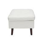 OFM Mid Century Modern Tufted Fabric Storage Ottoman, Walnut Legs, in Beige