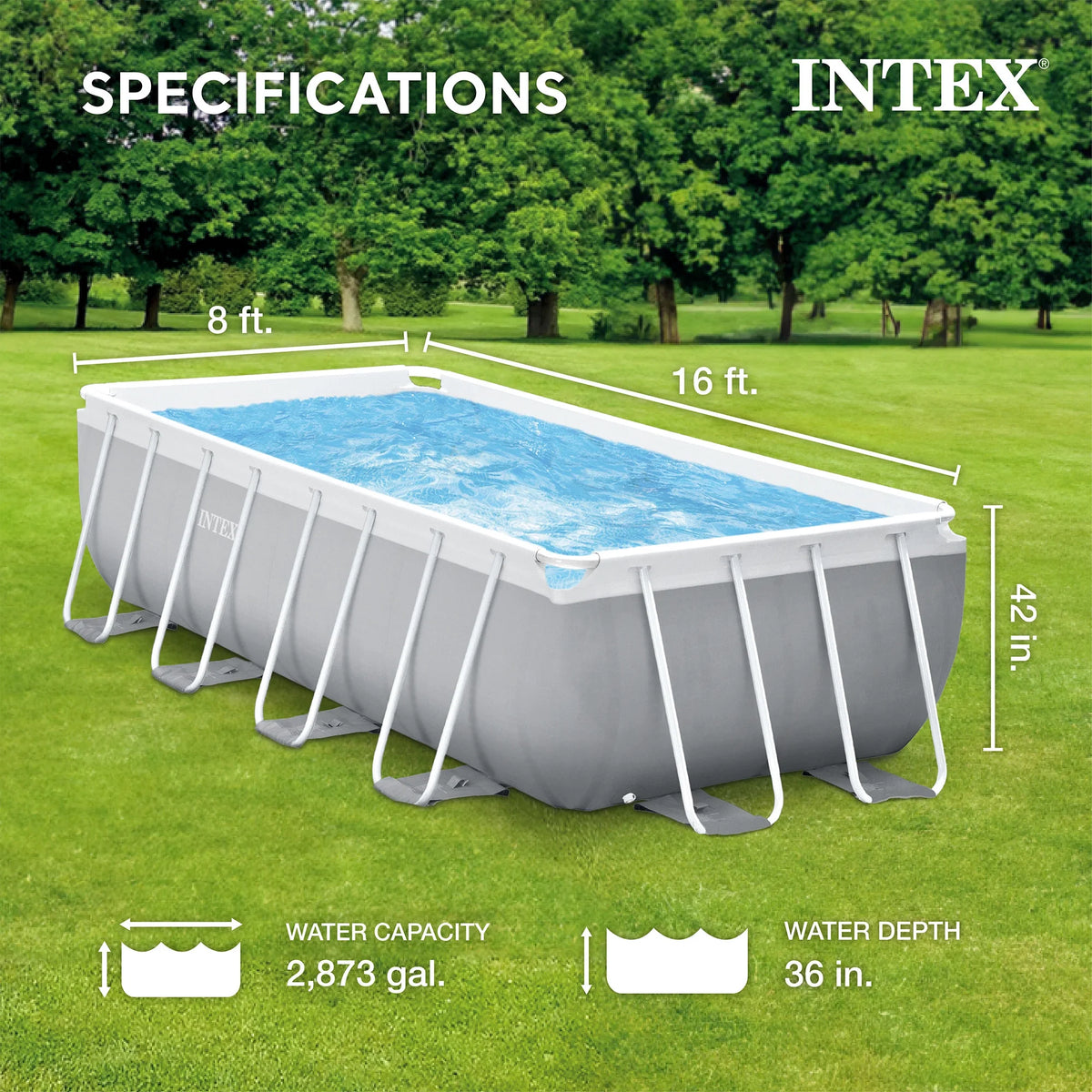 Open Box Intex 16' x 42" Prism Frame Rectangular Above Ground Swimming Pool Set