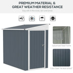 Outsunny 4' x 7.6' Storage Shed, Galvanized, Locking, Gray
