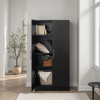 Prepac Adjustable Shelves Cabinet - Functional Tall Garage Table, 16"D x 32"W x 65"H Freestanding Garage Cabinet with 2-Doors, Espresso - EES-3264