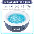 CO-Z 5x5ft PVC Square Inflatable Spa Tub & 120 Massaging Jets for Patio & More for 4-person Blue