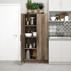Prepac Adjustable Shelves Cabinet - Functional Tall Garage Table, 16"D x 32"W x 65"H Freestanding Garage Cabinet with 2-Doors, Light Gray - GES-3264