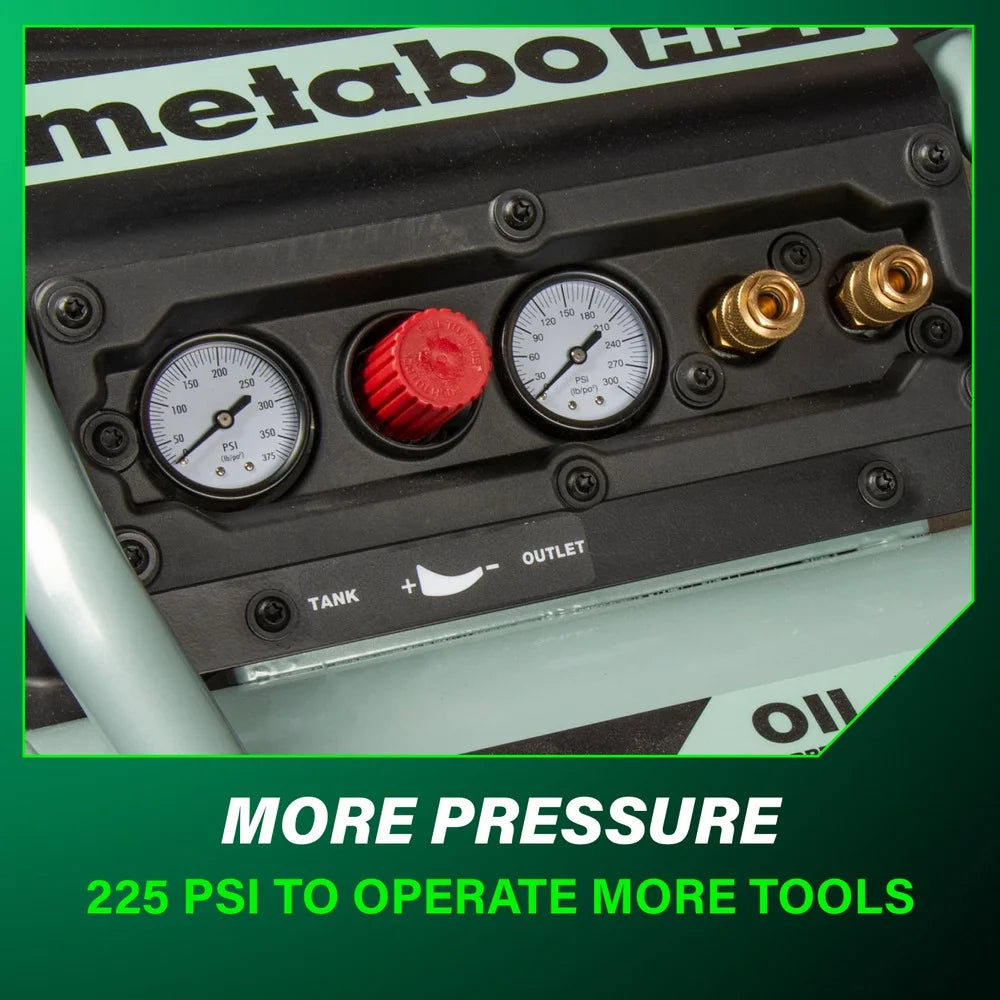 Metabo HPT Air Compressor, THE TANK, 8-Gallon Trolley Air Compressor, 225 PSI, Versatile for Use with Framing, Siding, Finish, or Roofing Nailers, Easy Mobility with Rubber Tires, EC1315S