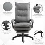 Office Chair Vinsetto 360�� Swivel Executive Home Office Chair Adjustable Height Linen Style Fabric Recliner with Retractable Footrest and Double Padding, Grey,Ergonomic Office Chair