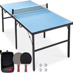 Best Choice Products 6x3ft Portable Ping Pong Table Game Set, Folding Table Tennis w/ 2 Paddles, Balls - Blue