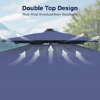Alpha Joy 12x9ft Outdoor Patio Umbrella Large Rectangle Offset Cantilever Double Umbrella with 360°Rotation, Beige
