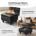 36'' Wide Blue Round Large Ottoman Tufted Coffee Table with Storage Wood Legs Home Living Room